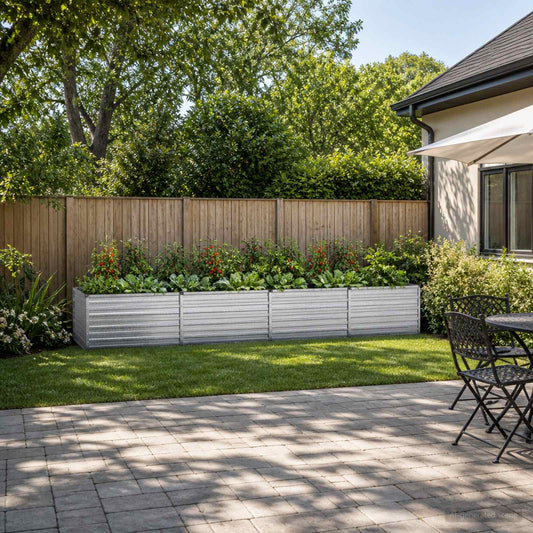 vidaXL Raised Garden Bed Silver 320 x 80 x 55 cm galvanized