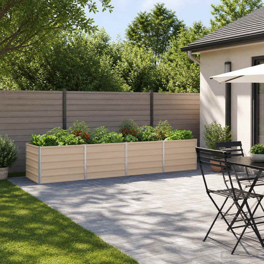 vidaXL Raised Garden Bed Ivory 320 x 80 x 55 cm cold-rolled steel
