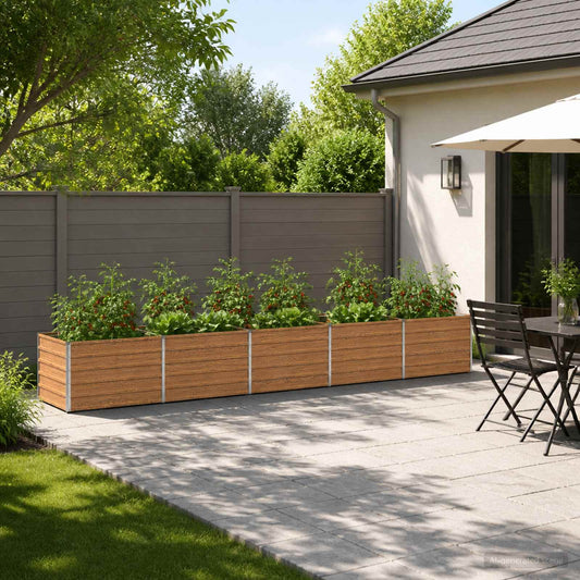 vidaXL Raised Garden Bed Wood Brown 400 x 80 x 55 cm cold-rolled steel