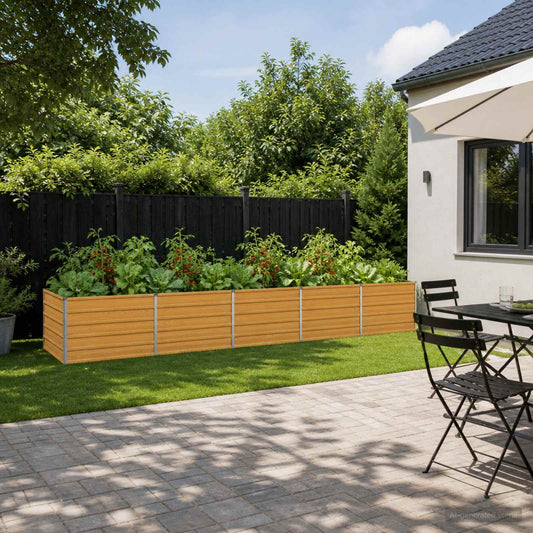 vidaXL Raised Garden Bed Natural 400 x 80 x 55 cm cold-rolled steel