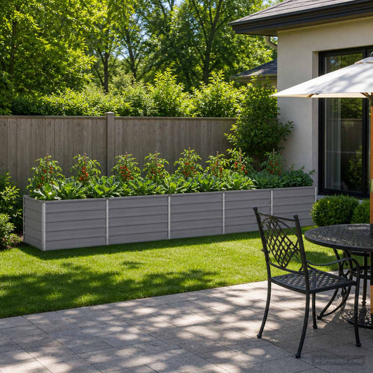vidaXL Raised Garden Bed Grey 400 x 80 x 55 cm cold-rolled steel