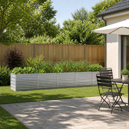 vidaXL Raised Garden Bed Silver 400 x 80 x 55 cm galvanized