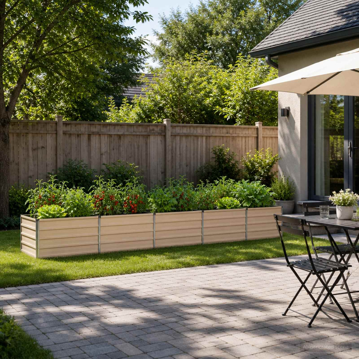 vidaXL Raised Garden Bed Ivory 400 x 80 x 55 cm Galvanised Steel