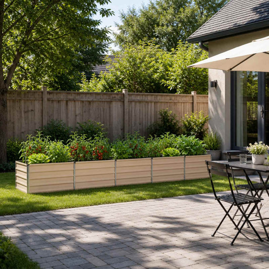vidaXL Raised Garden Bed Ivory 400 x 80 x 55 cm cold-rolled steel