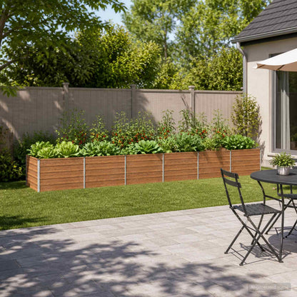 vidaXL Raised Garden Bed Wood Brown 480 x 80 x 55 cm cold-rolled steel