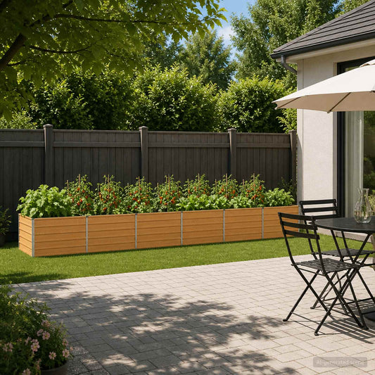 vidaXL Raised Garden Bed Natural 480 x 80 x 55 cm cold-rolled steel