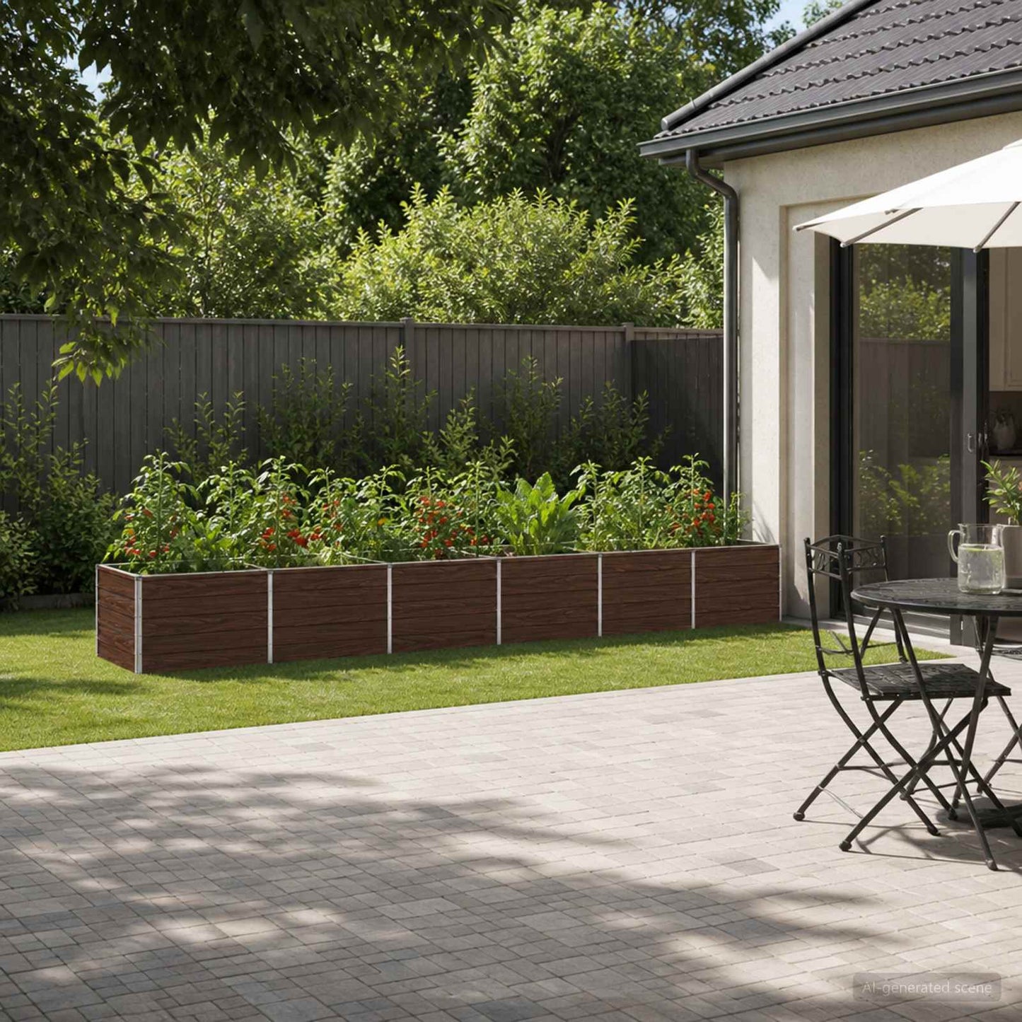 vidaXL Raised Garden Bed Black 480 x 80 x 55 cm cold-rolled steel