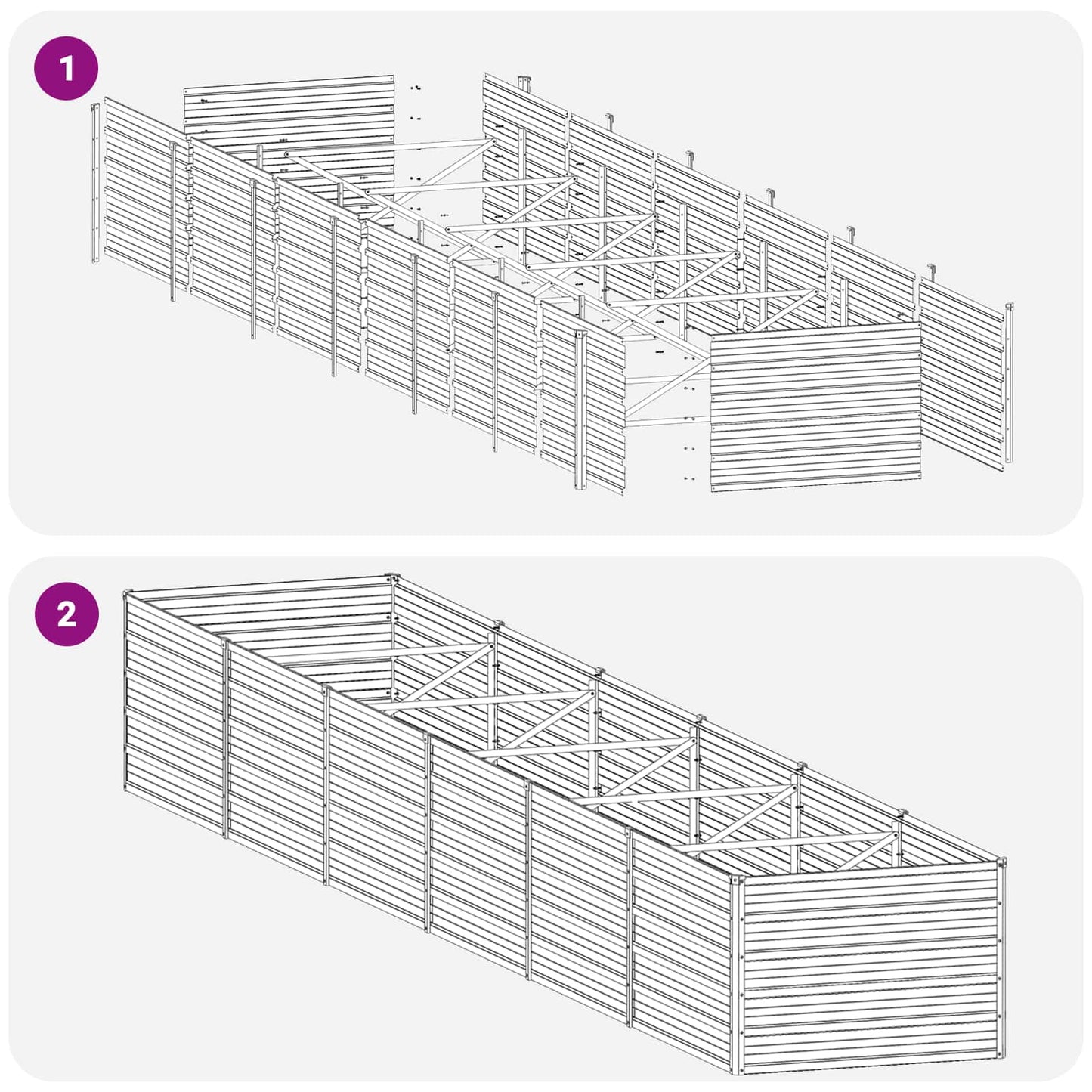 vidaXL Raised Garden Bed Green 480 x 80 x 55 cm cold-rolled steeel