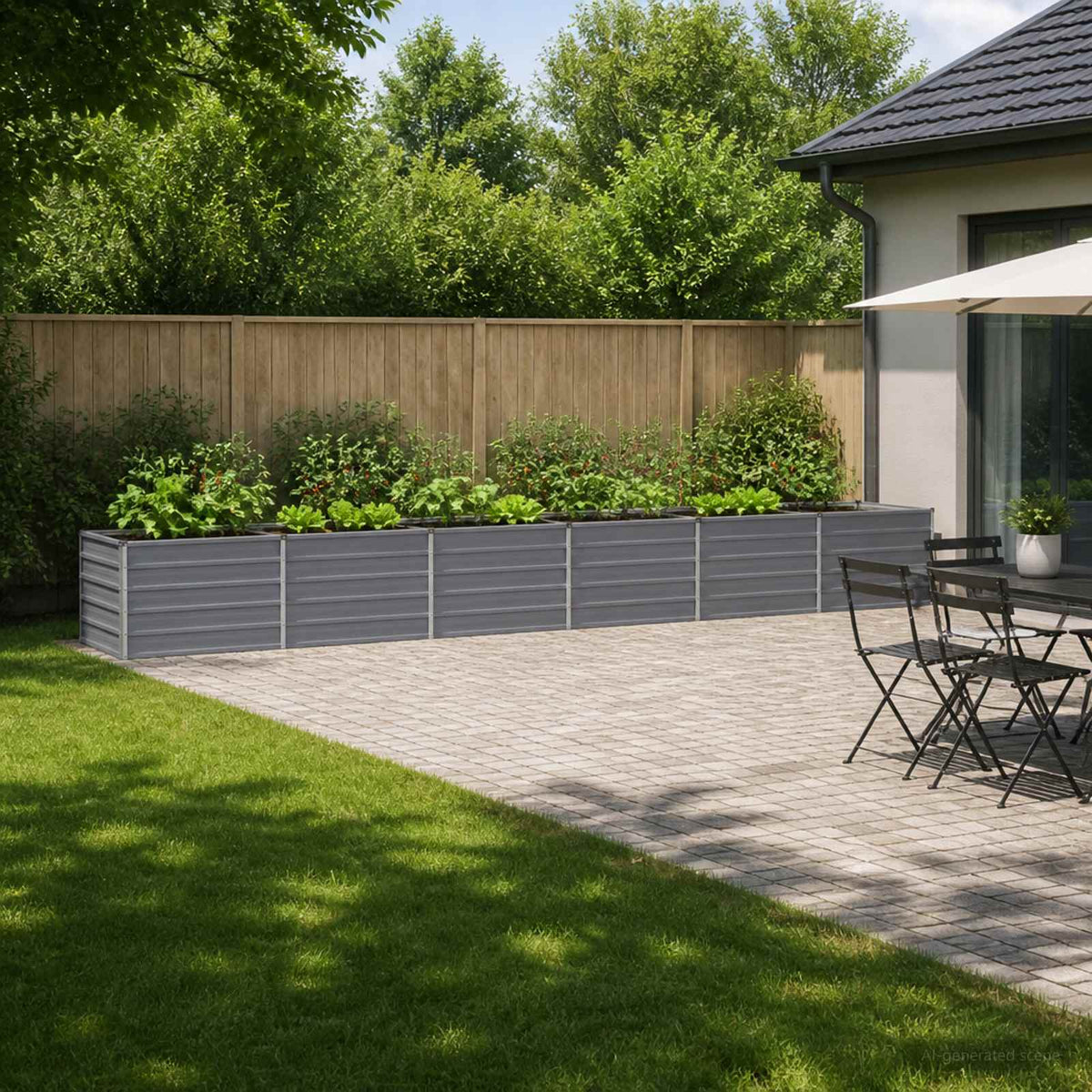 vidaXL Raised Garden Bed Grey 480 x 80 x 55 cm Galvanised Steel