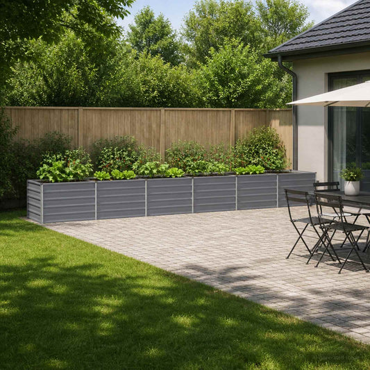 vidaXL Raised Garden Bed Grey 480 x 80 x 55 cm cold-rolled steel