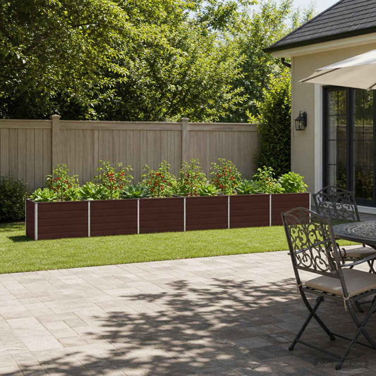 vidaXL Raised Garden Bed Brown 480 x 80 x 55 cm cold-rolled steel