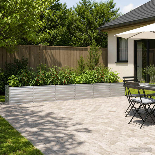 vidaXL Raised Garden Bed Silver 480 x 80 x 55 cm galvanized