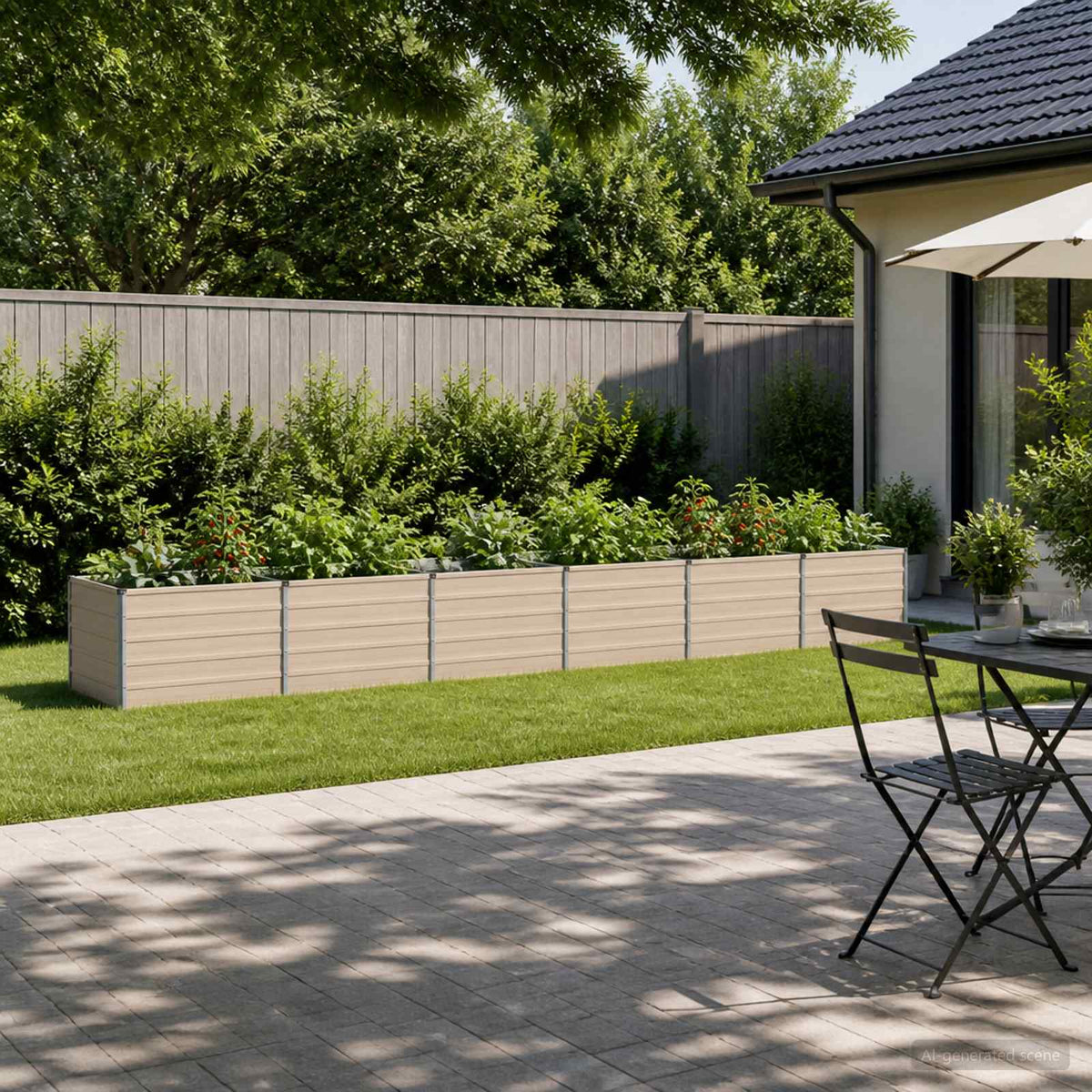 vidaXL Raised Garden Bed Ivory 480 x 80 x 55 cm Galvanised Steel