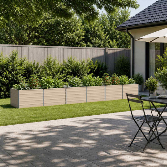 vidaXL Raised Garden Bed Ivory 480 x 80 x 55 cm cold-rolled steel
