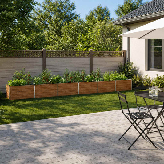 vidaXL Raised Garden Bed Wood Brown 600 x 80 x 55 cm cold-rolled steel
