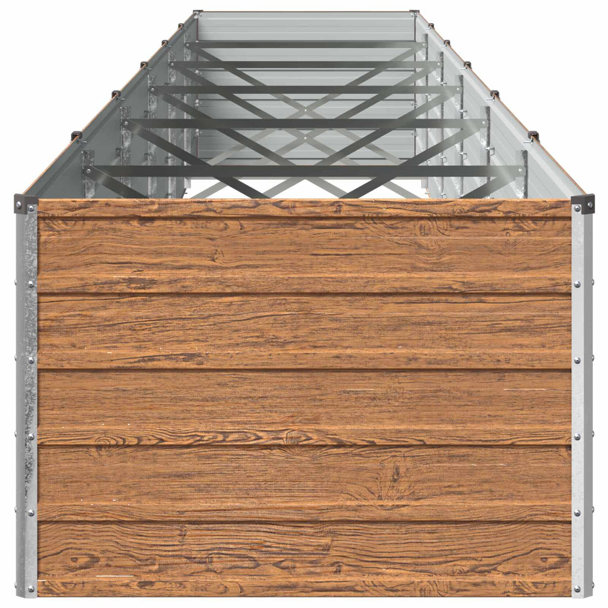 vidaXL Raised Garden Bed Wood Brown 600 x 80 x 55 cm Galvanised Steel