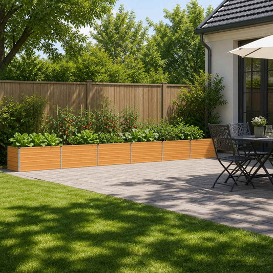 vidaXL Raised Garden Bed Natural 600 x 80 x 55 cm cold-rolled steel