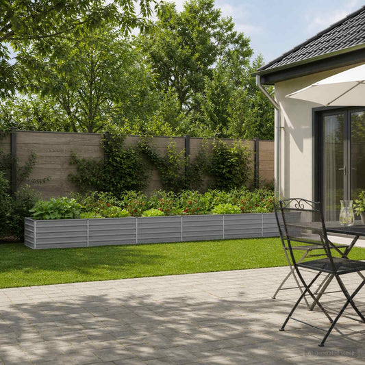 vidaXL Raised Garden Bed Grey 600 x 80 x 55 cm cold-rolled steel