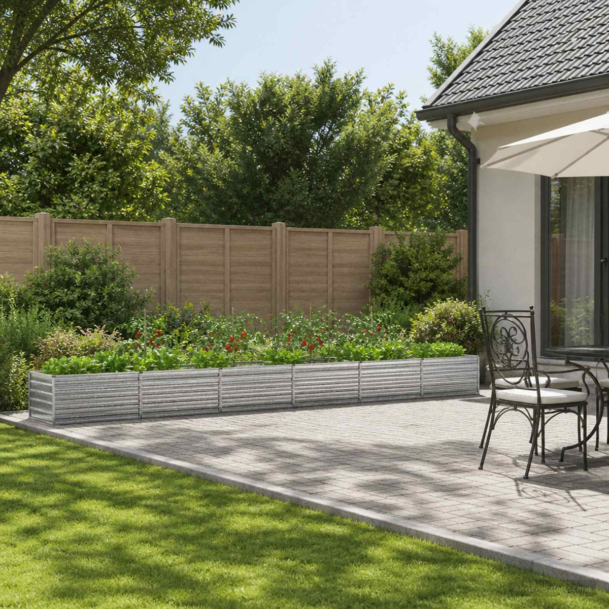 vidaXL Raised Garden Bed Galvanised Silver 600 x 80 x 55 cm