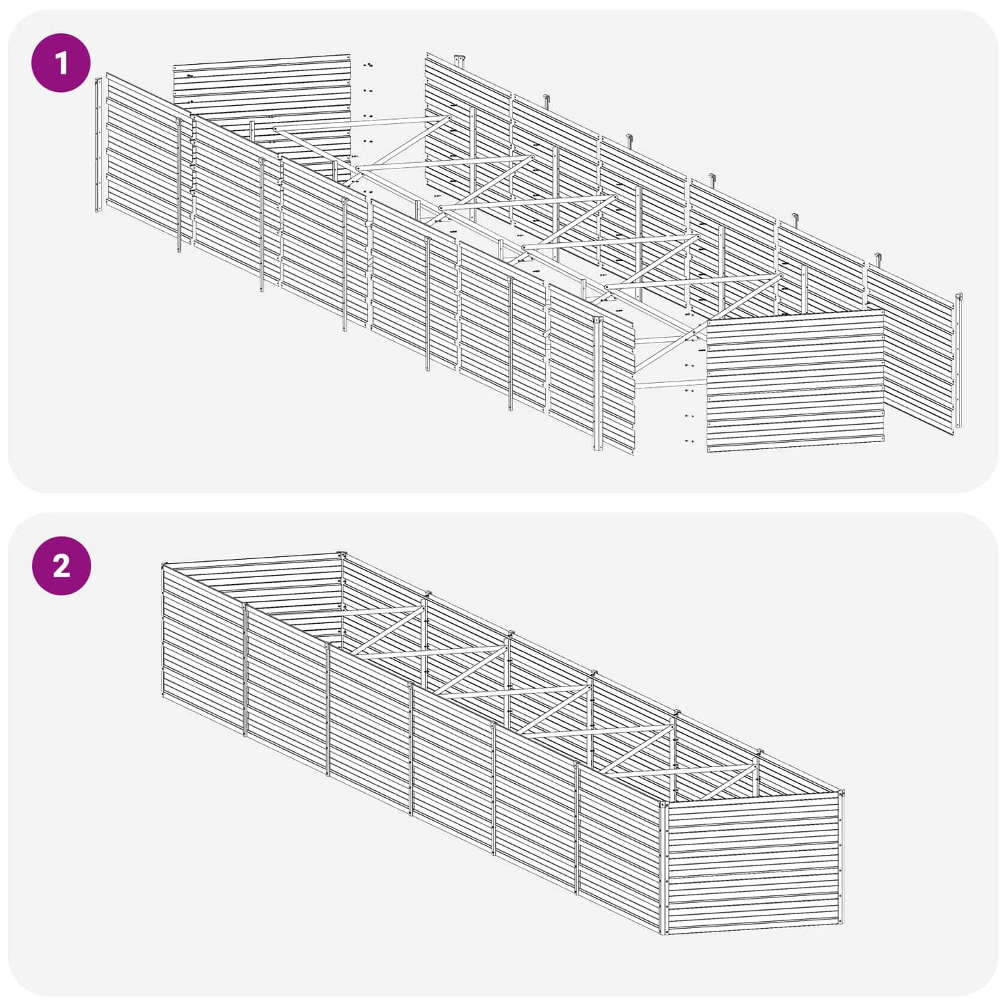 vidaXL Raised Garden Bed Ivory 600 x 80 x 55 cm cold-rolled steel