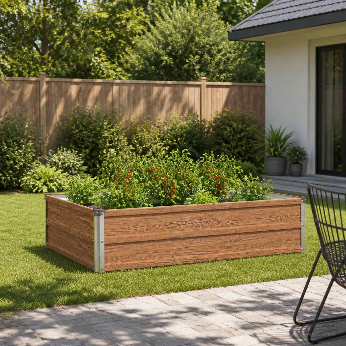 vidaXL Raised Garden Bed Wood Brown 100 x 80 x 24 cm cold-rolled steel