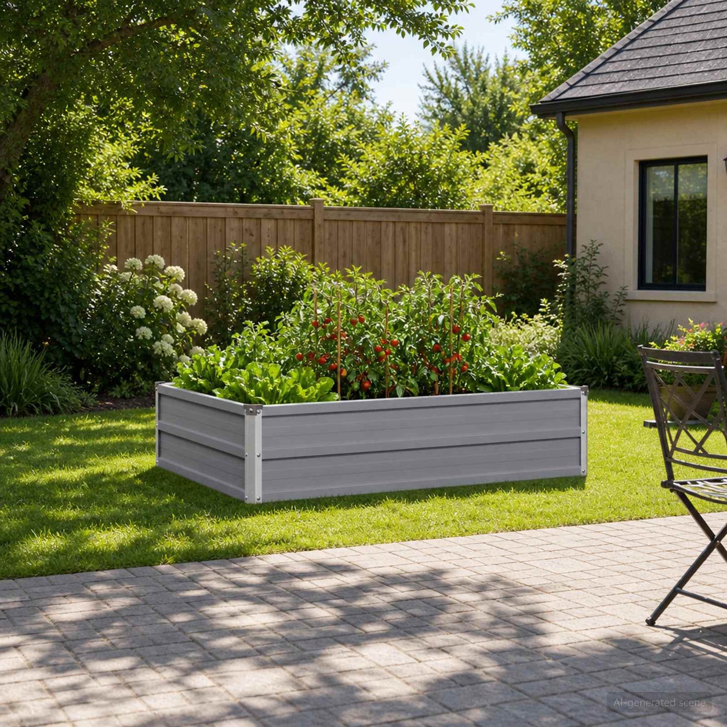 vidaXL Raised Garden Bed Grey 100 x 80 x 24 cm cold-rolled steel