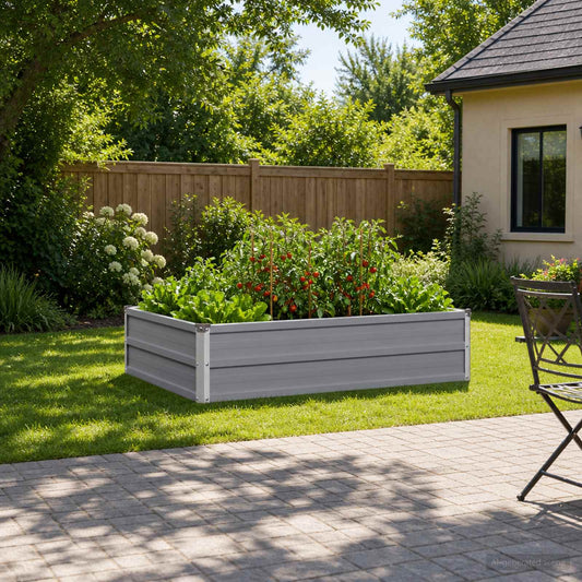 vidaXL Raised Garden Bed Grey 100 x 80 x 24 cm cold-rolled steel