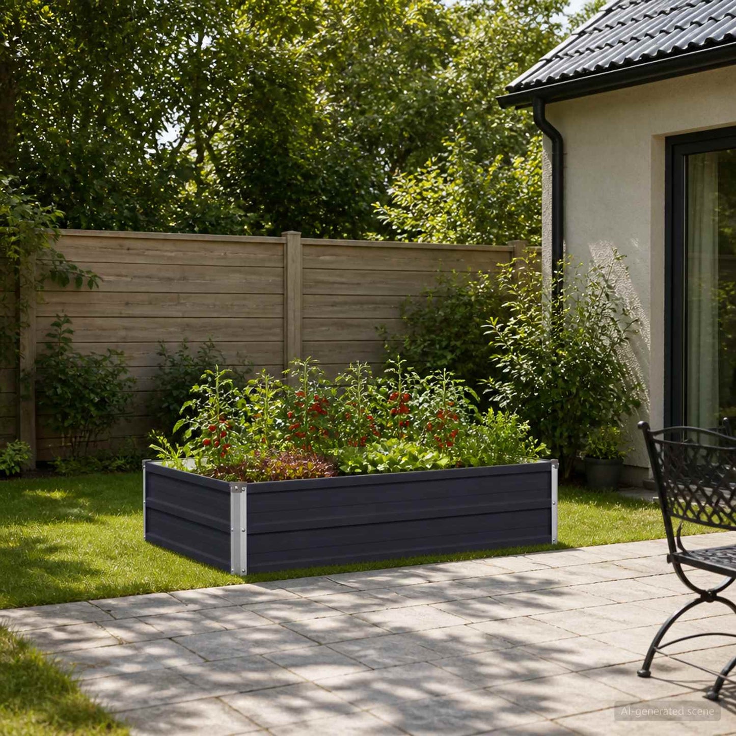 vidaXL Raised Garden Bed Anthracite 100 x 80 x 24 cm cold-rolled steel