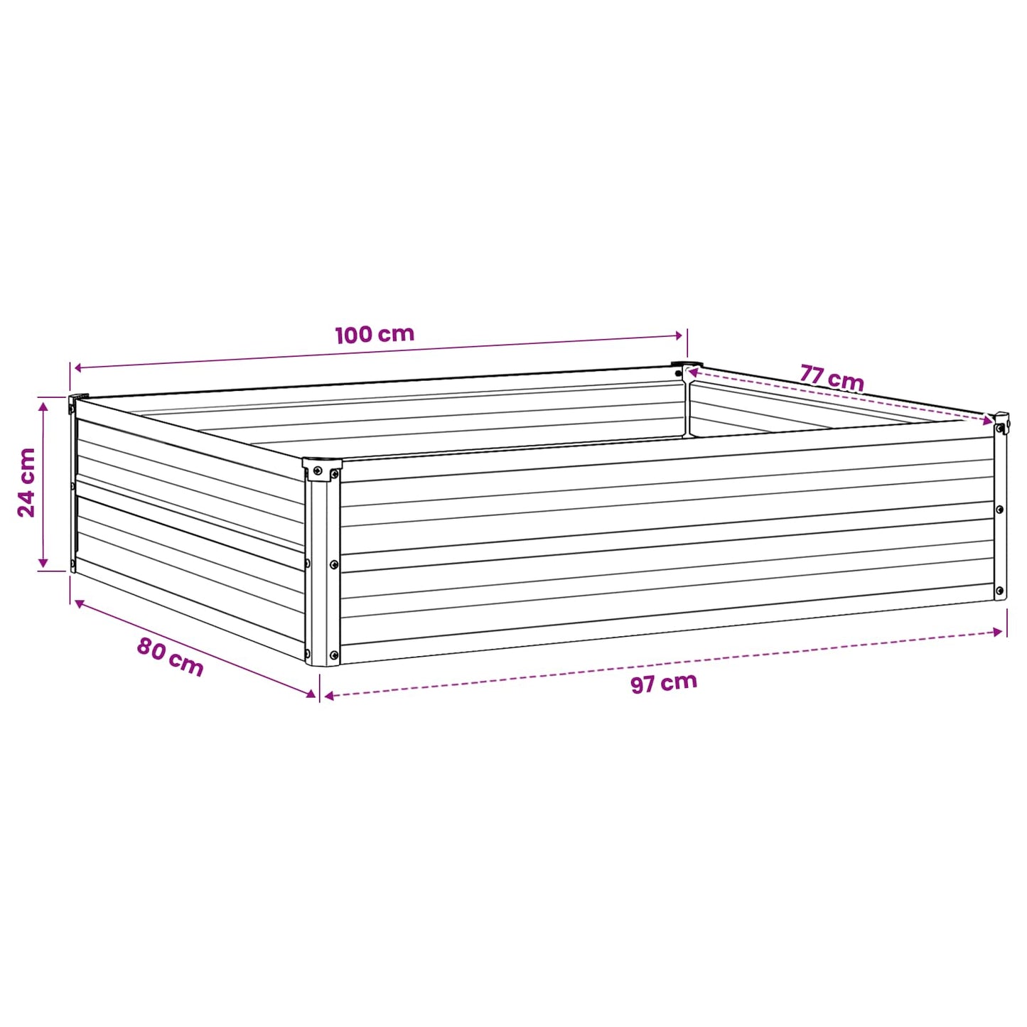 vidaXL Raised Garden Bed Anthracite 100 x 80 x 24 cm cold-rolled steel