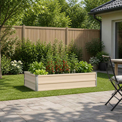 vidaXL Raised Garden Bed Ivory 100 x 80 x 24 cm cold-rolled steel