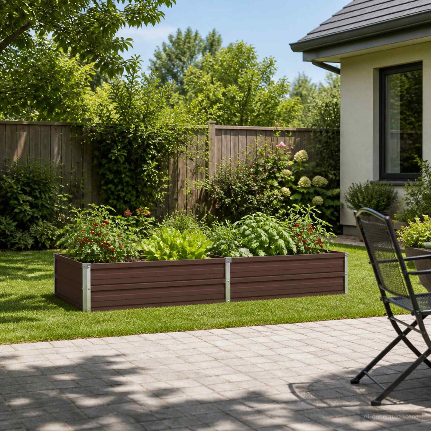 vidaXL Raised Garden Bed Brown 160 x 80 x 24 cm cold-rolled steel