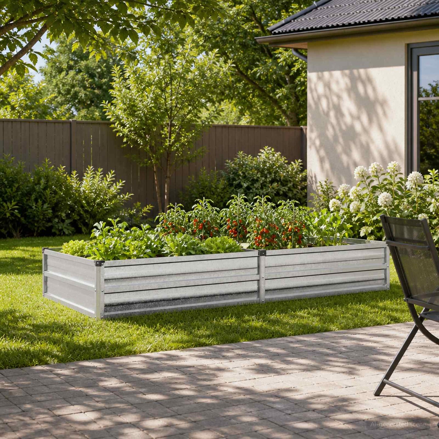 vidaXL Raised Garden Bed Silver 160 x 80 x 24 cm galvanized