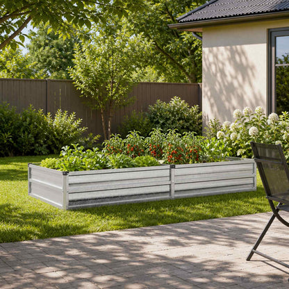 vidaXL Raised Garden Bed Silver 160 x 80 x 24 cm galvanized