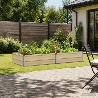 vidaXL Raised Garden Bed Ivory 160 x 80 x 24 cm cold-rolled steel