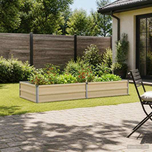vidaXL Raised Garden Bed Ivory 160 x 80 x 24 cm cold-rolled steel