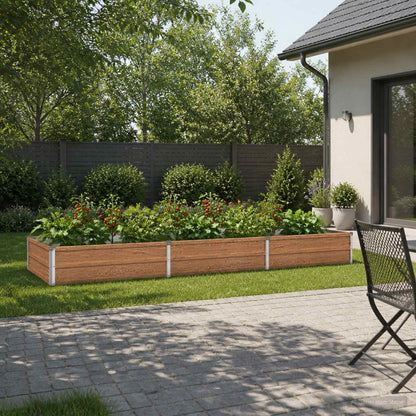 vidaXL Raised Garden Bed Wood Brown 240 x 80 x 24 cm cold-rolled steel