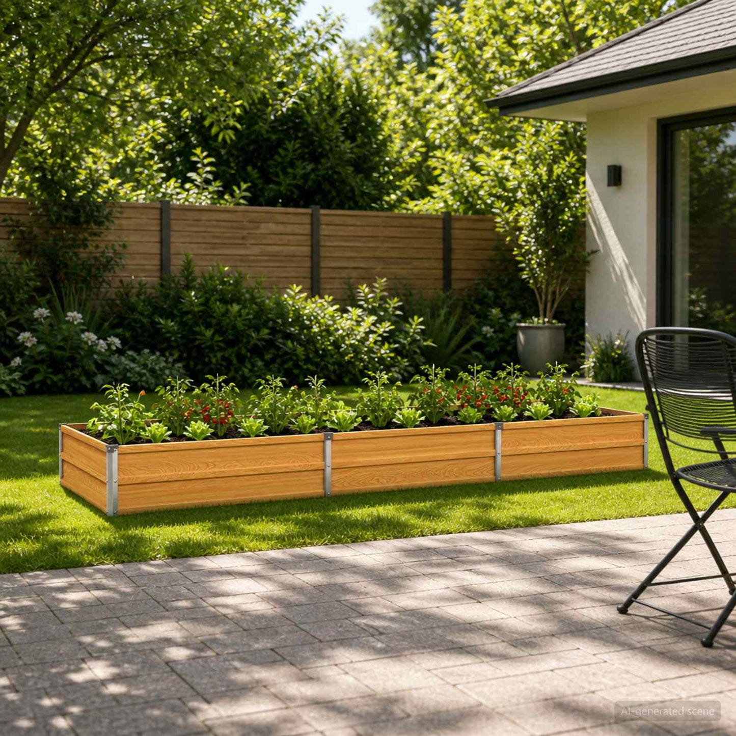 vidaXL Raised Garden Bed Natural 240 x 80 x 24 cm cold-rolled steel