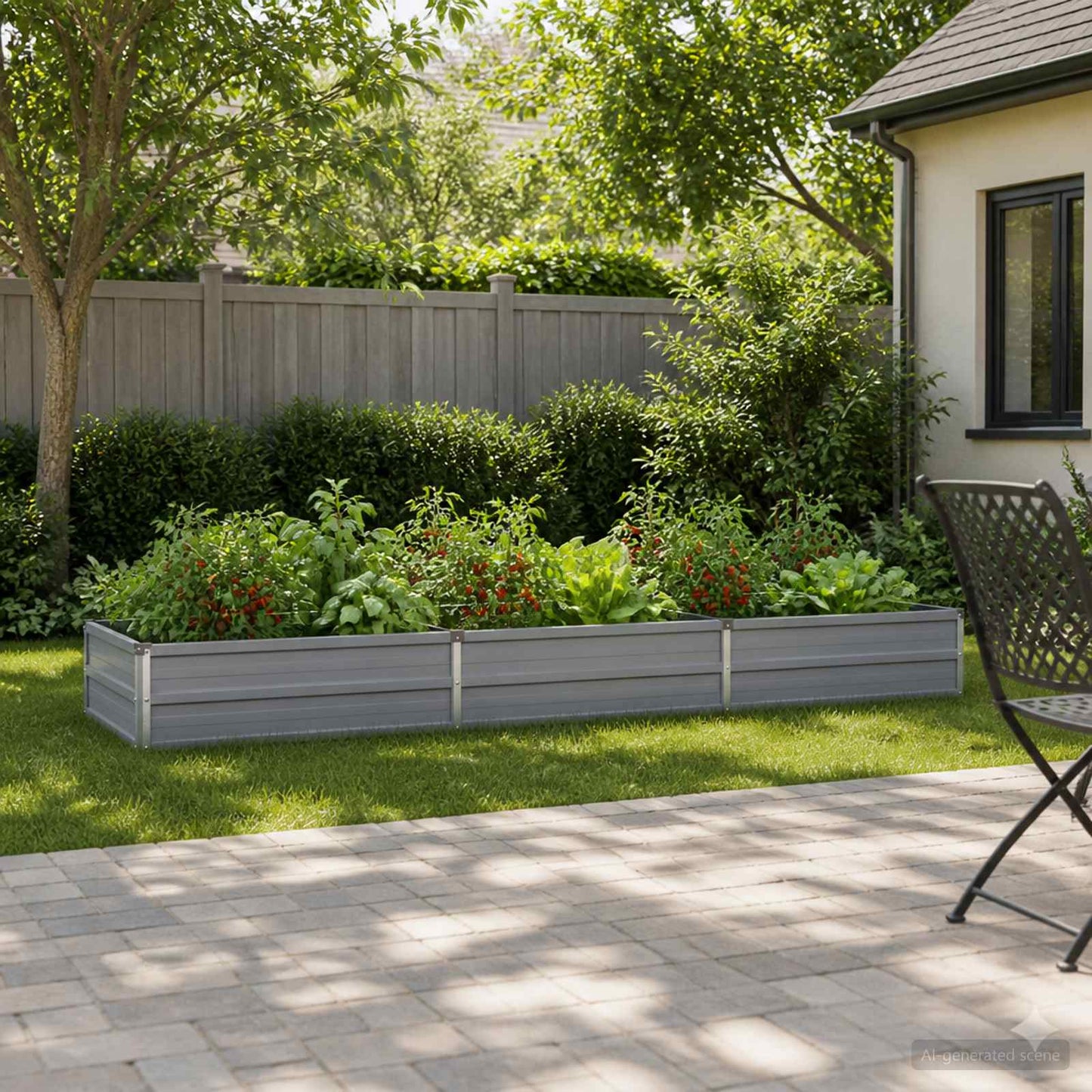 vidaXL Raised Garden Bed Grey 240 x 80 x 24 cm cold-rolled steel