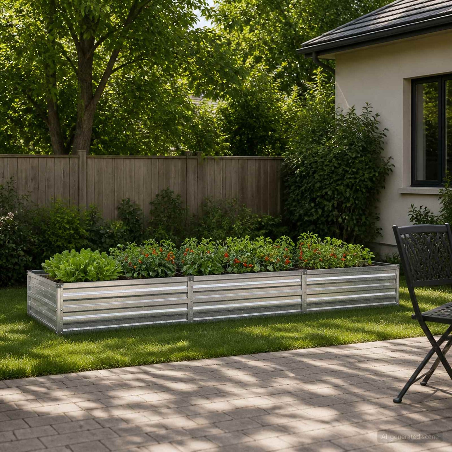 vidaXL Raised Garden Bed Silver 240 x 80 x 24 cm galvanized