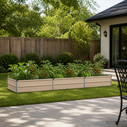 vidaXL Raised Garden Bed Ivory 240 x 80 x 24 cm cold-rolled steel