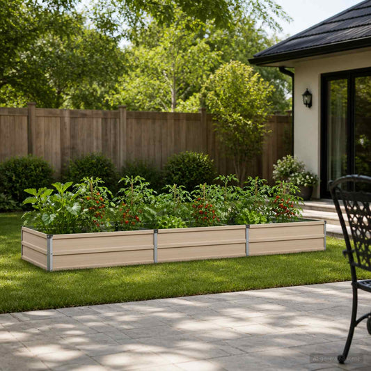 vidaXL Raised Garden Bed Ivory 240 x 80 x 24 cm cold-rolled steel