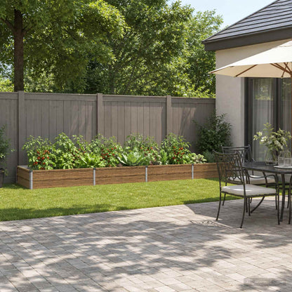 vidaXL Raised Garden Bed Wood Brown 320 x 80 x 24 cm cold-rolled steel