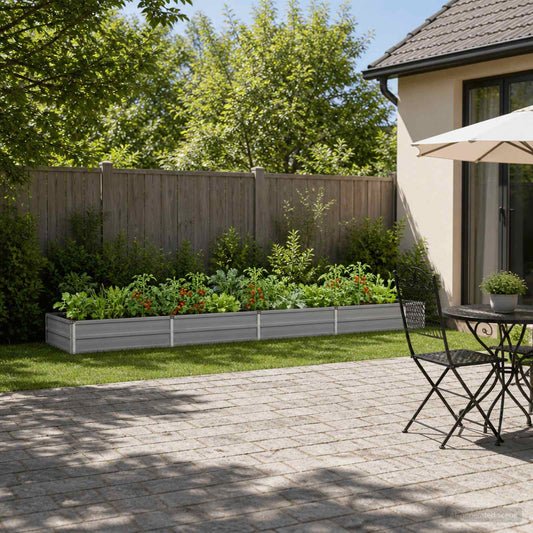 vidaXL Raised Garden Bed Grey 320 x 80 x 24 cm cold-rolled steel