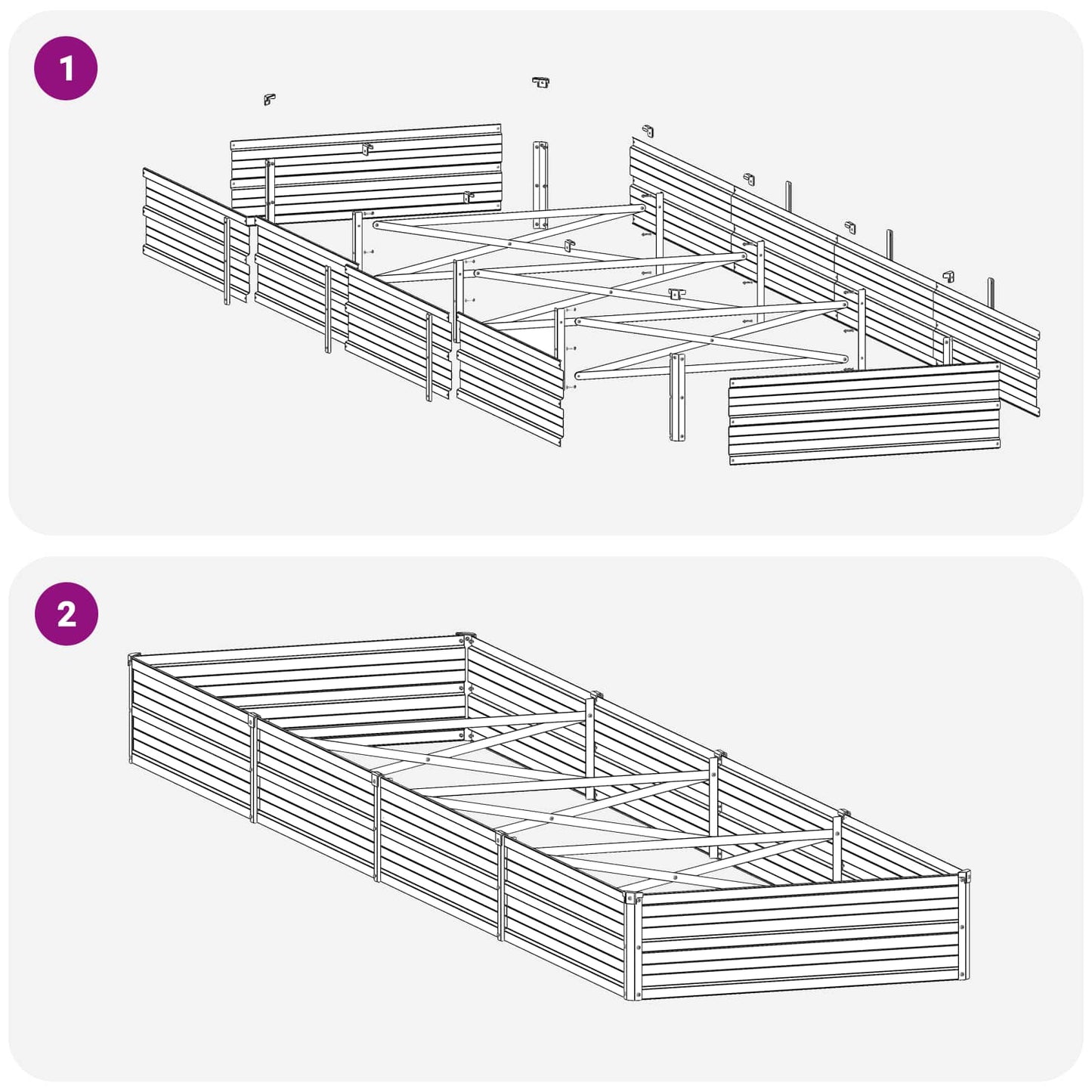 vidaXL Raised Garden Bed Silver 320 x 80 x 24 cm galvanized