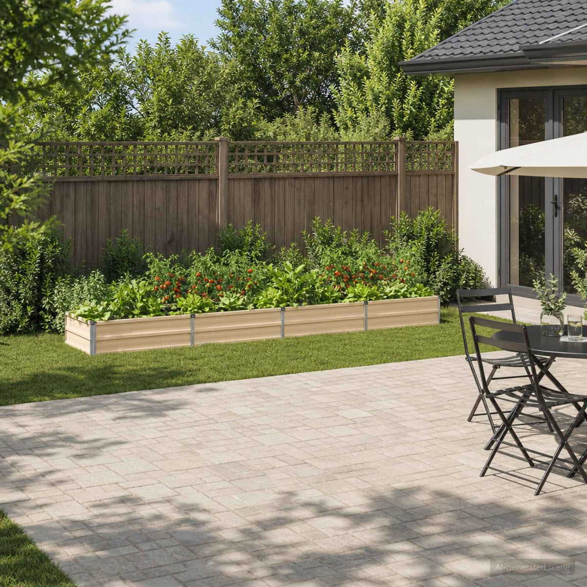 vidaXL Raised Garden Bed Ivory 320 x 80 x 24 cm Galvanised Steel
