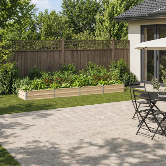 vidaXL Raised Garden Bed Ivory 320 x 80 x 24 cm cold-rolled steel