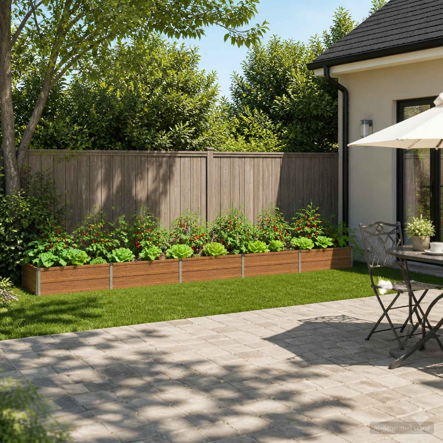 vidaXL Raised Garden Bed Wood Brown 400 x 80 x 24 cm cold-rolled steel