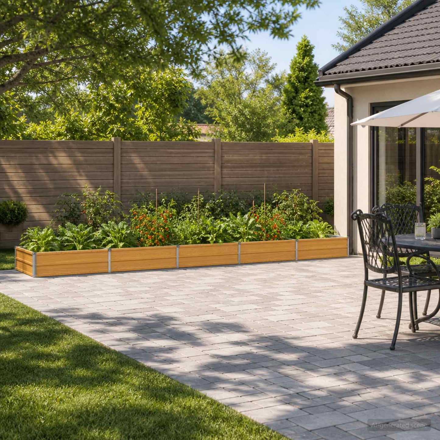vidaXL Raised Garden Bed Natural 400 x 80 x 24 cm cold-rolled steel