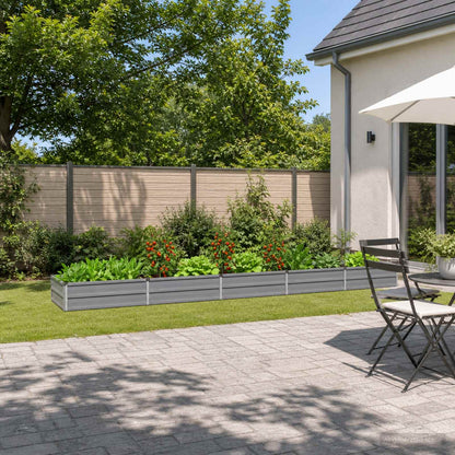 vidaXL Raised Garden Bed Grey 400 x 80 x 24 cm cold-rolled steel