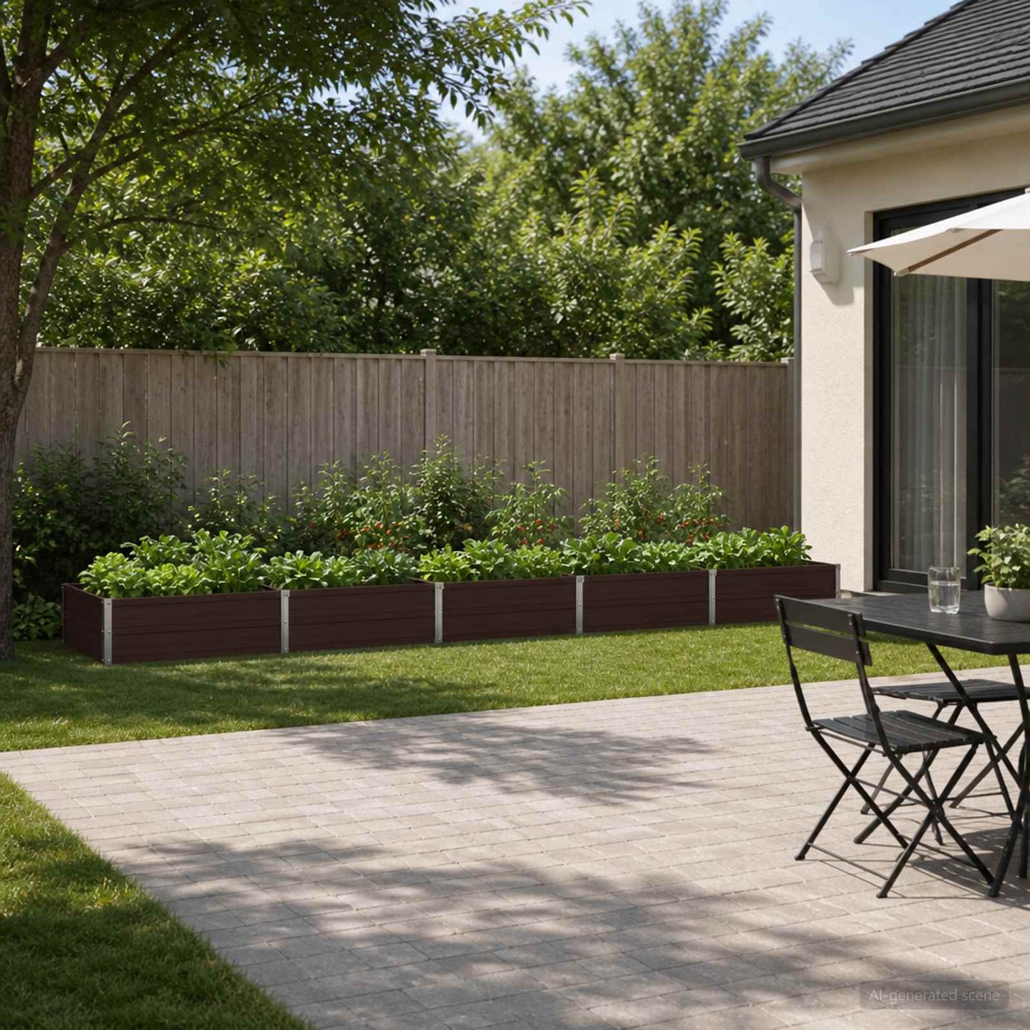 vidaXL Raised Garden Bed Brown 400 x 80 x 24 cm cold-rolled steel